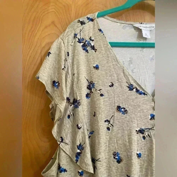 Liz Claiborne Top Beige Floral Turtle Dove Size 3x NWT - Picture 3 of 10